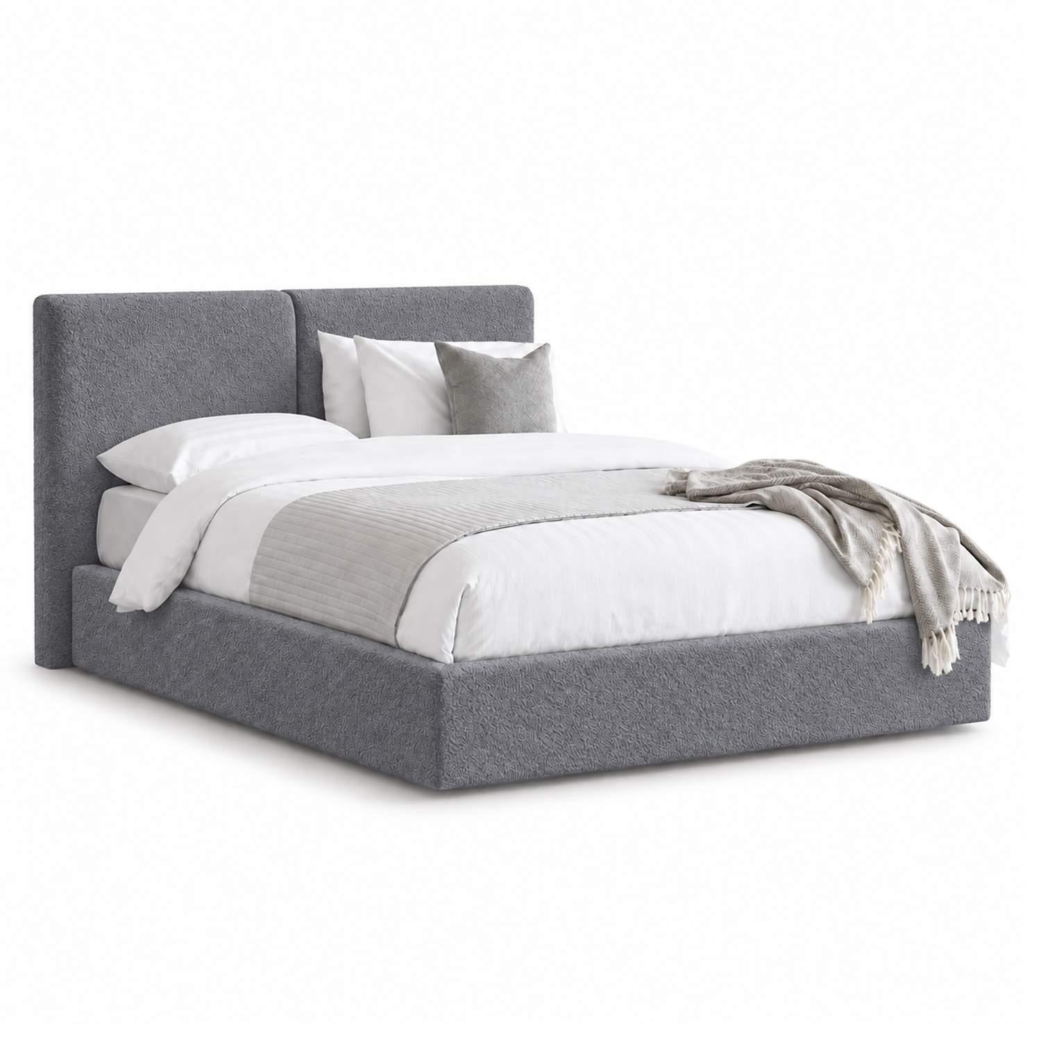 CAMA TAPIZADA CALIFORNIA COZZY GRIS 2 PLAZAS - 2