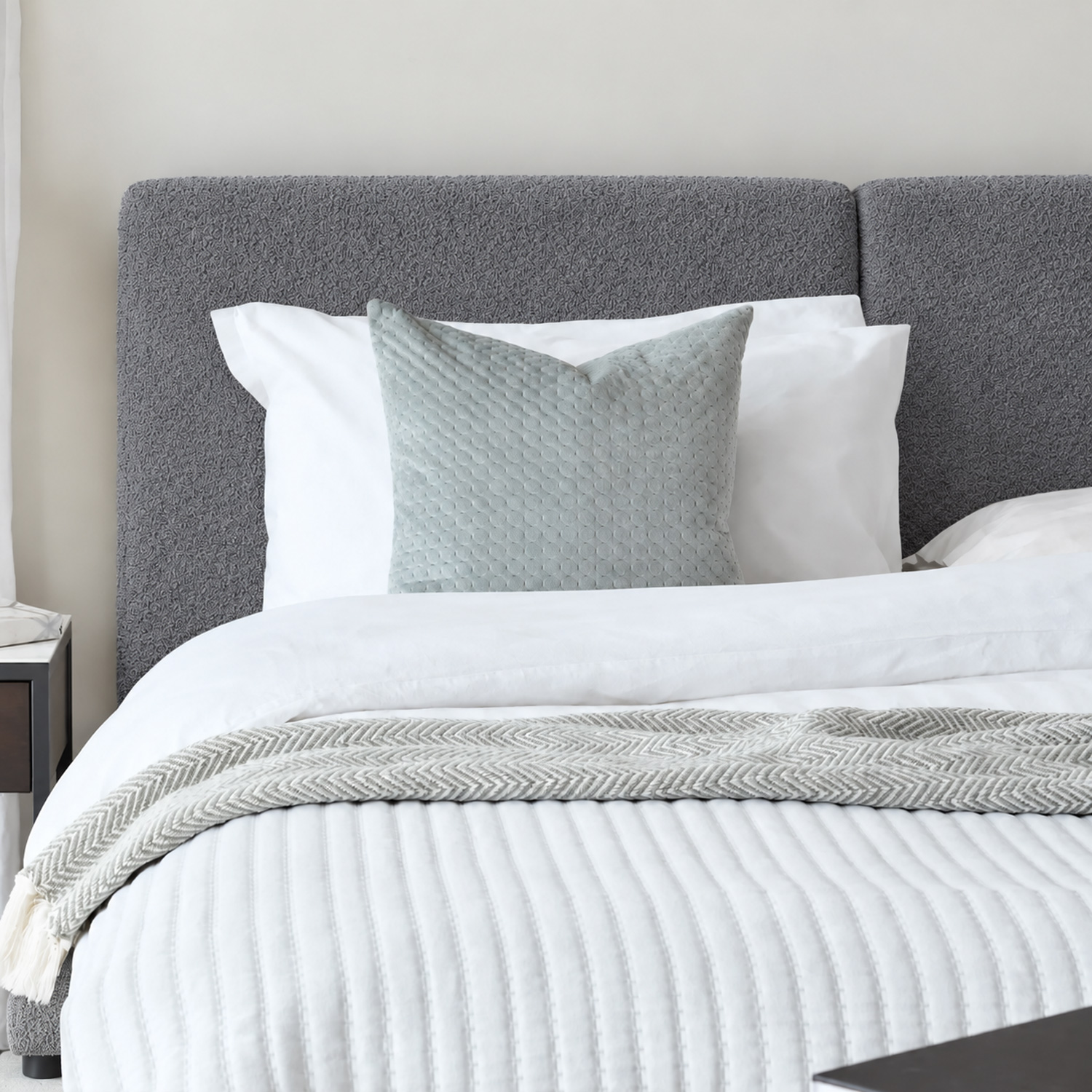 CAMA TAPIZADA CALIFORNIA COZZY GRIS QUEEN - 3