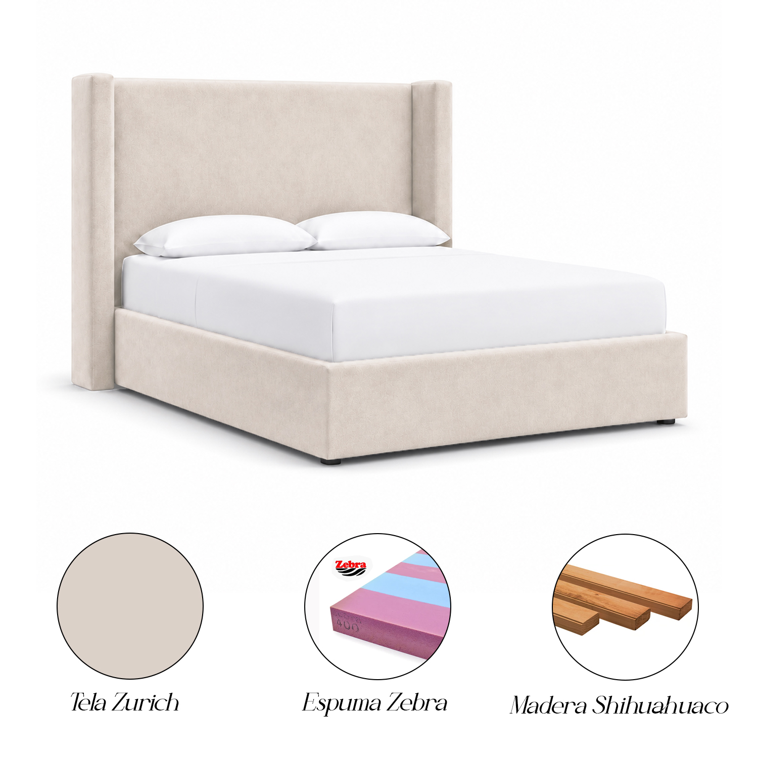CAMA TAPIZADA LISA NAIA BEIGE QUEEN - 6