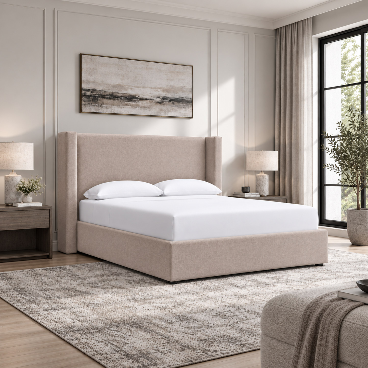 CAMA TAPIZADA LISA NAIA TRIGO 1.5 PLZ - 4