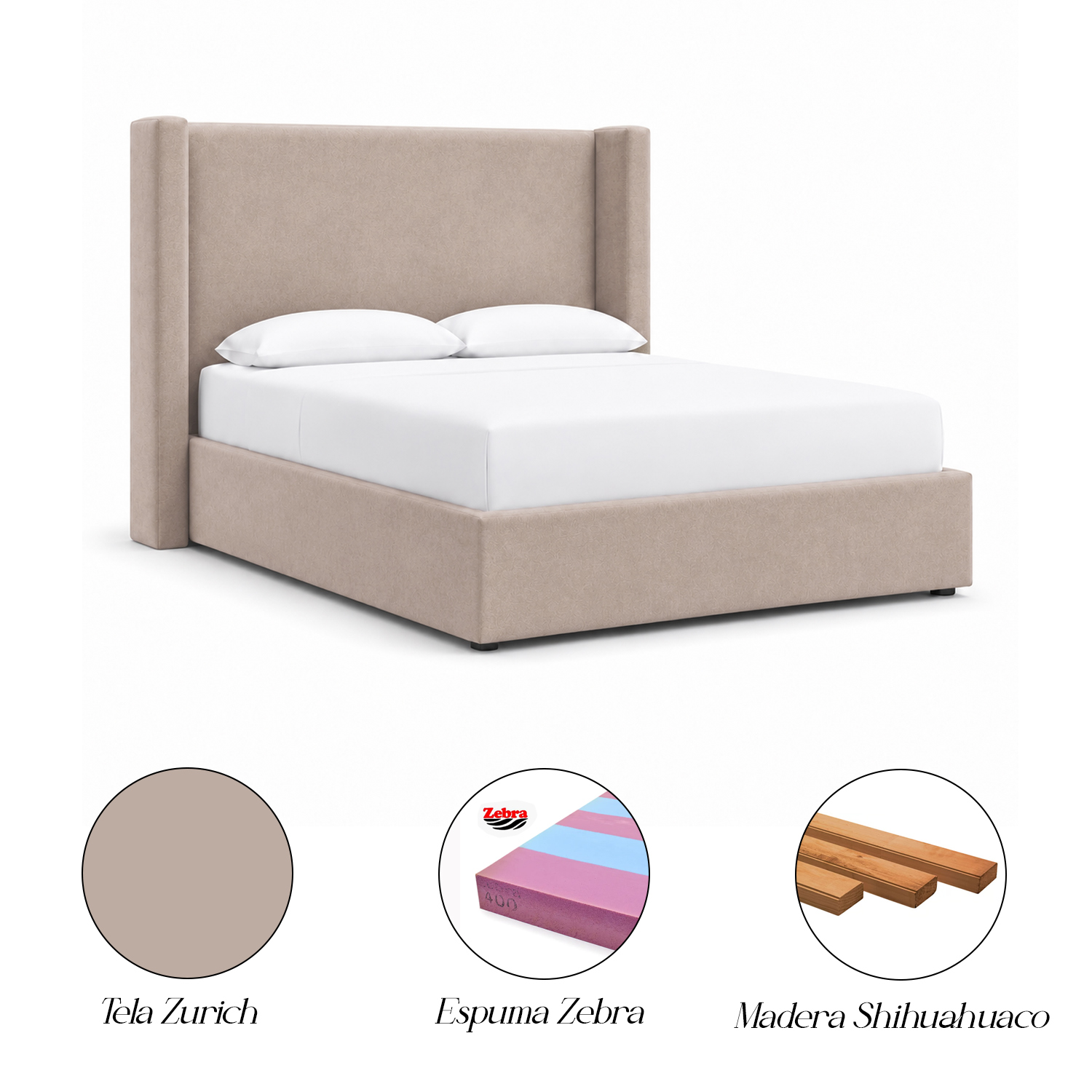 CAMA TAPIZADA LISA NAIA TRIGO 1.5 PLZ - 6