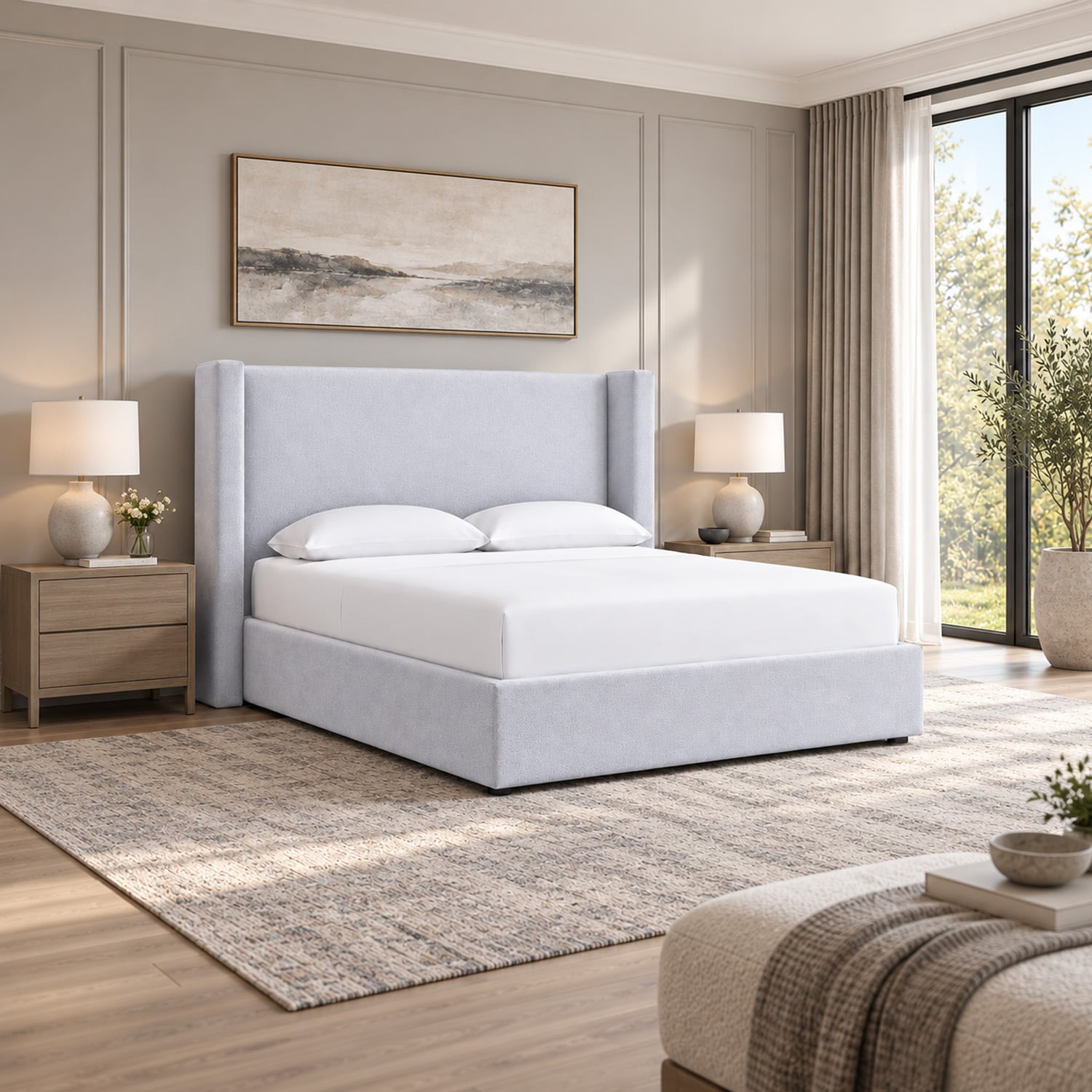 CAMA TAPIZADA LISA NAIA PLATA QUEEN - 4
