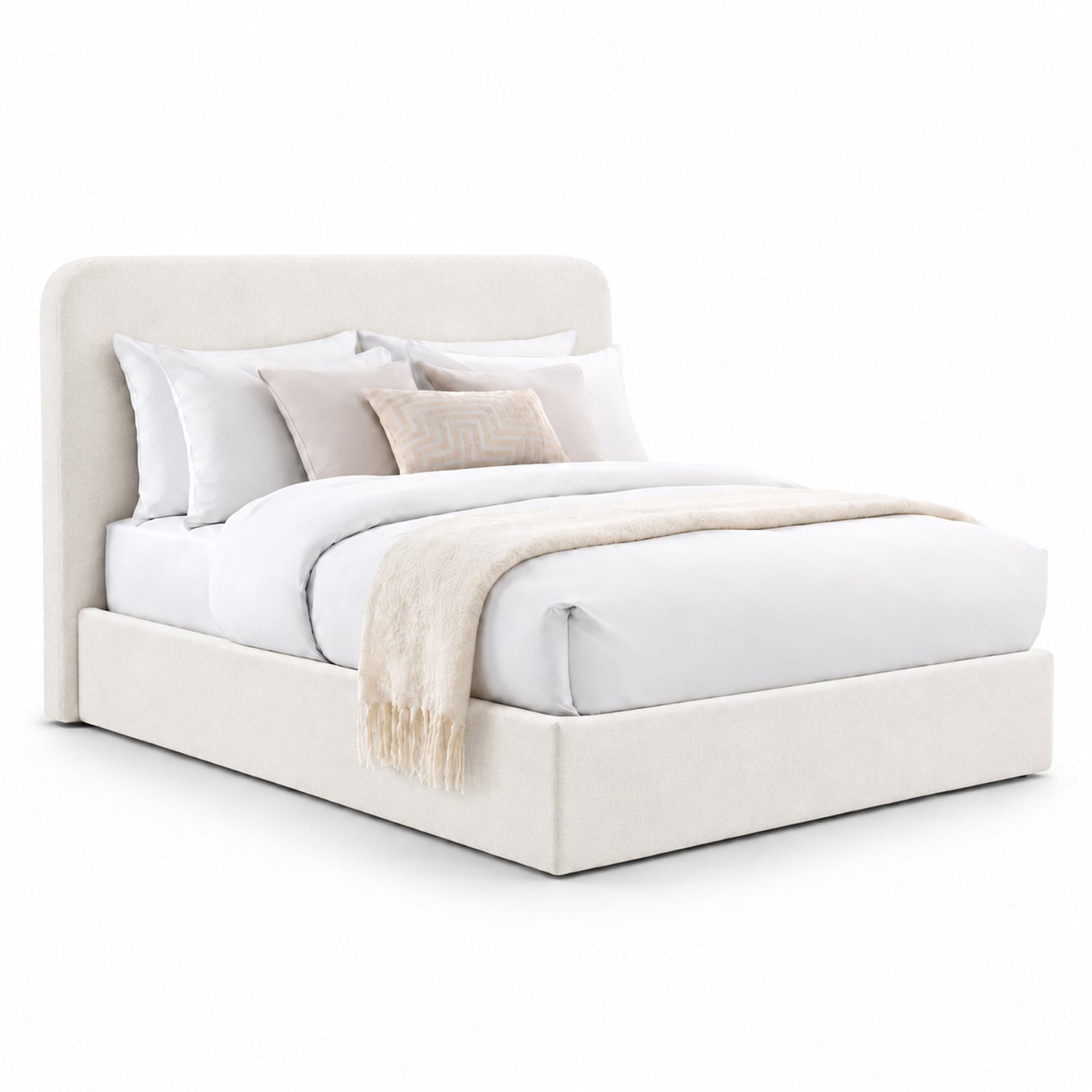 CAMA TAPIZADA LISA GALA CURVO CRUDO 1.5 PLZ - 1