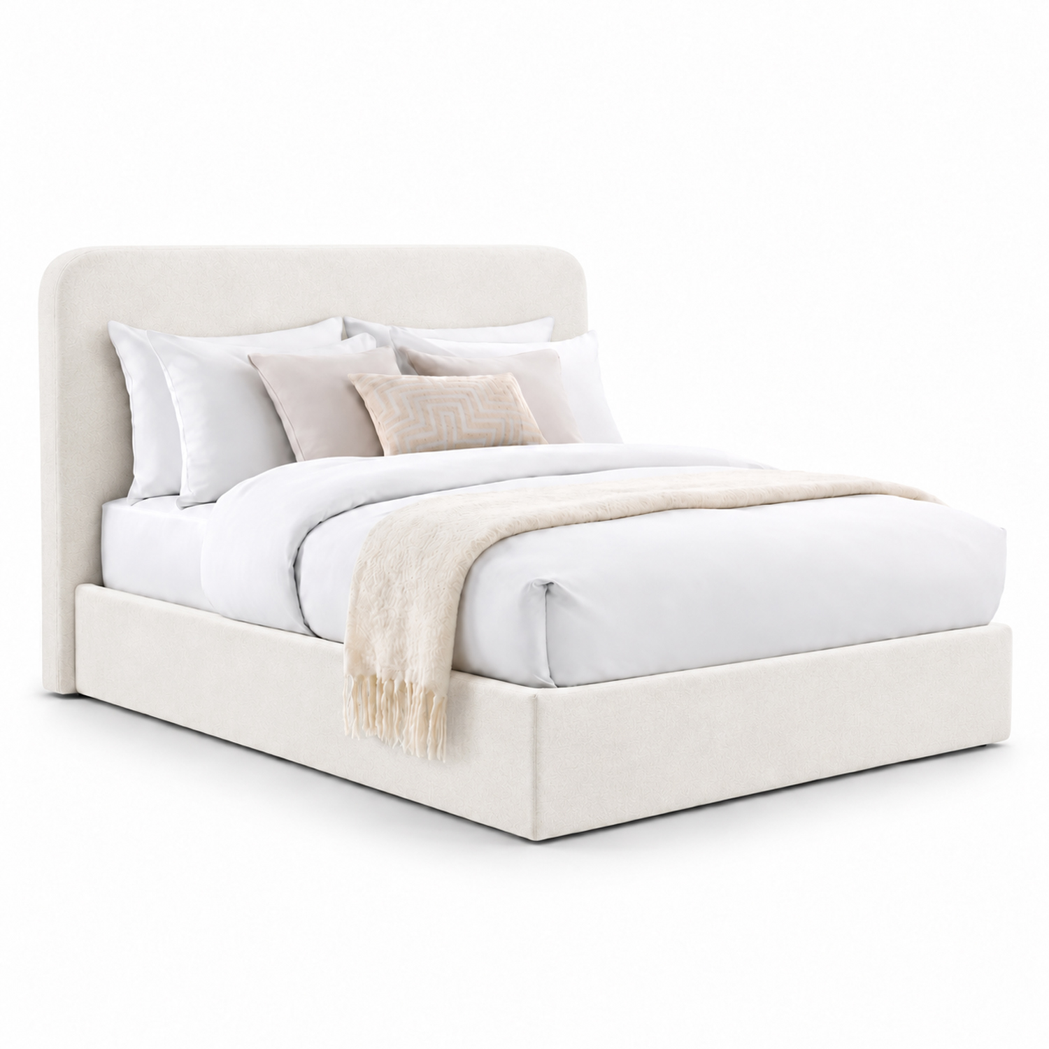 CAMA TAPIZADA LISA GALA CURVO CRUDO QUEEN - 1