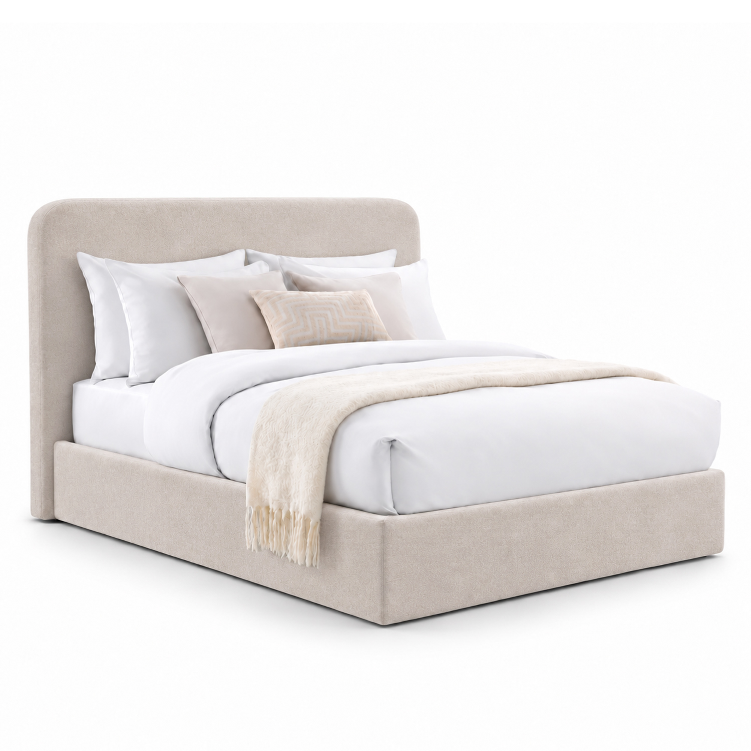 CAMA TAPIZADA LISA GALA CURVO BEIGE 1.5 PLZ - 1