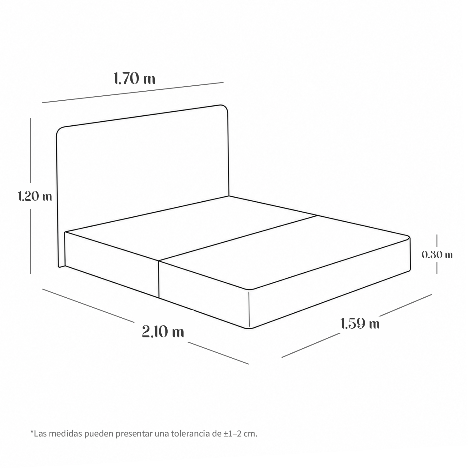 CAMA TAPIZADA LISA GALA CURVO BEIGE QUEEN - 6
