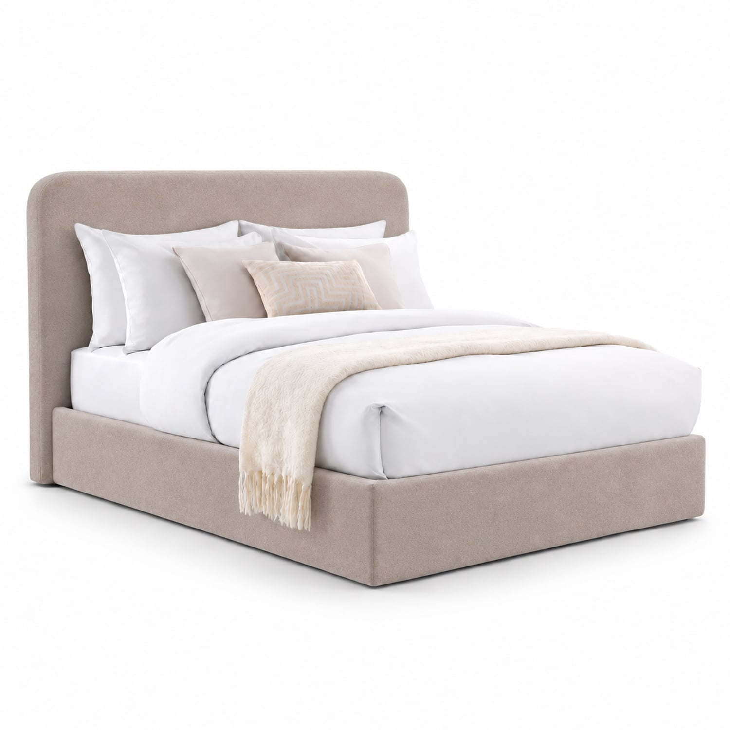 CAMA TAPIZADA LISA GALA CURVO TRIGO QUEEN - 1