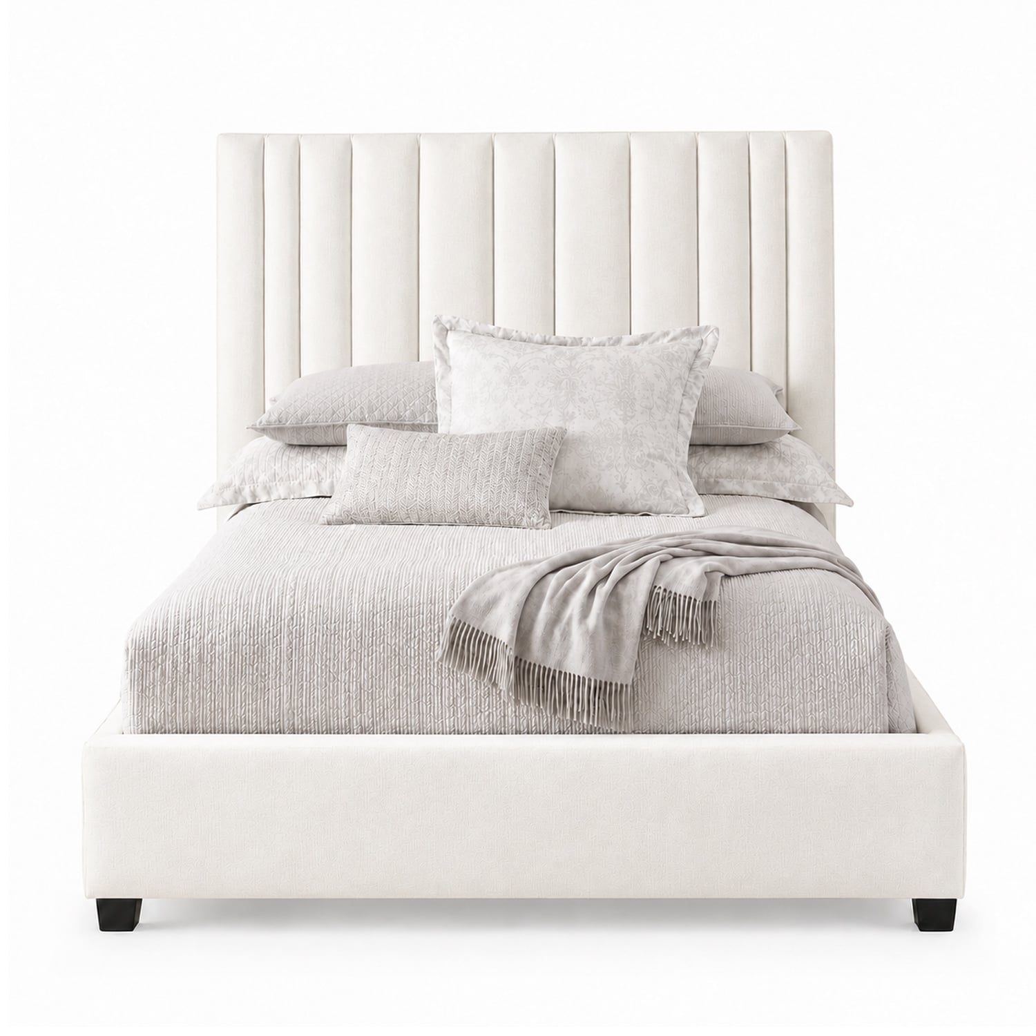 CAMA TAPIZADA LISTÓN ABBA IVORY QUEEN - 1