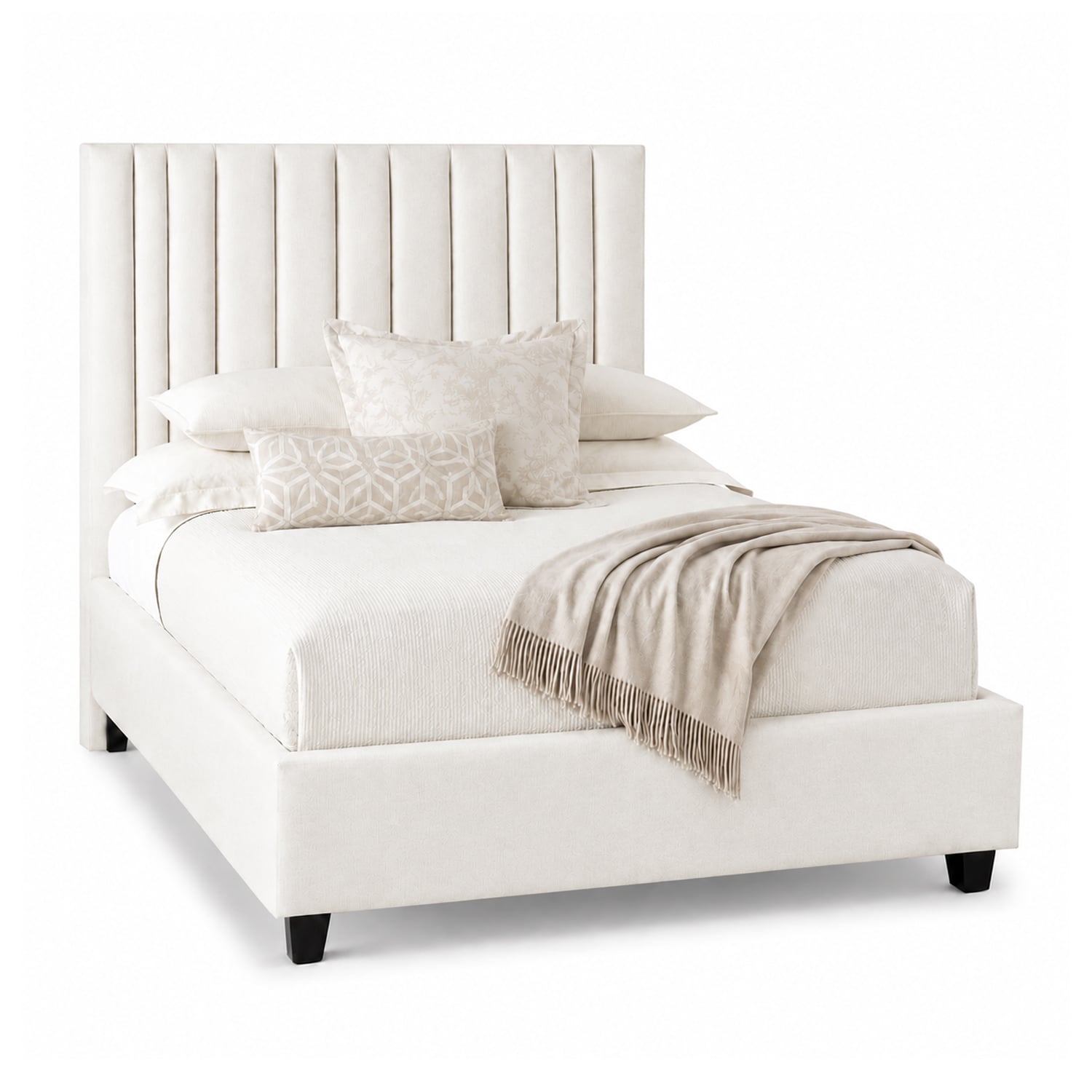 CAMA TAPIZADA LISTÓN ABBA IVORY QUEEN - 2