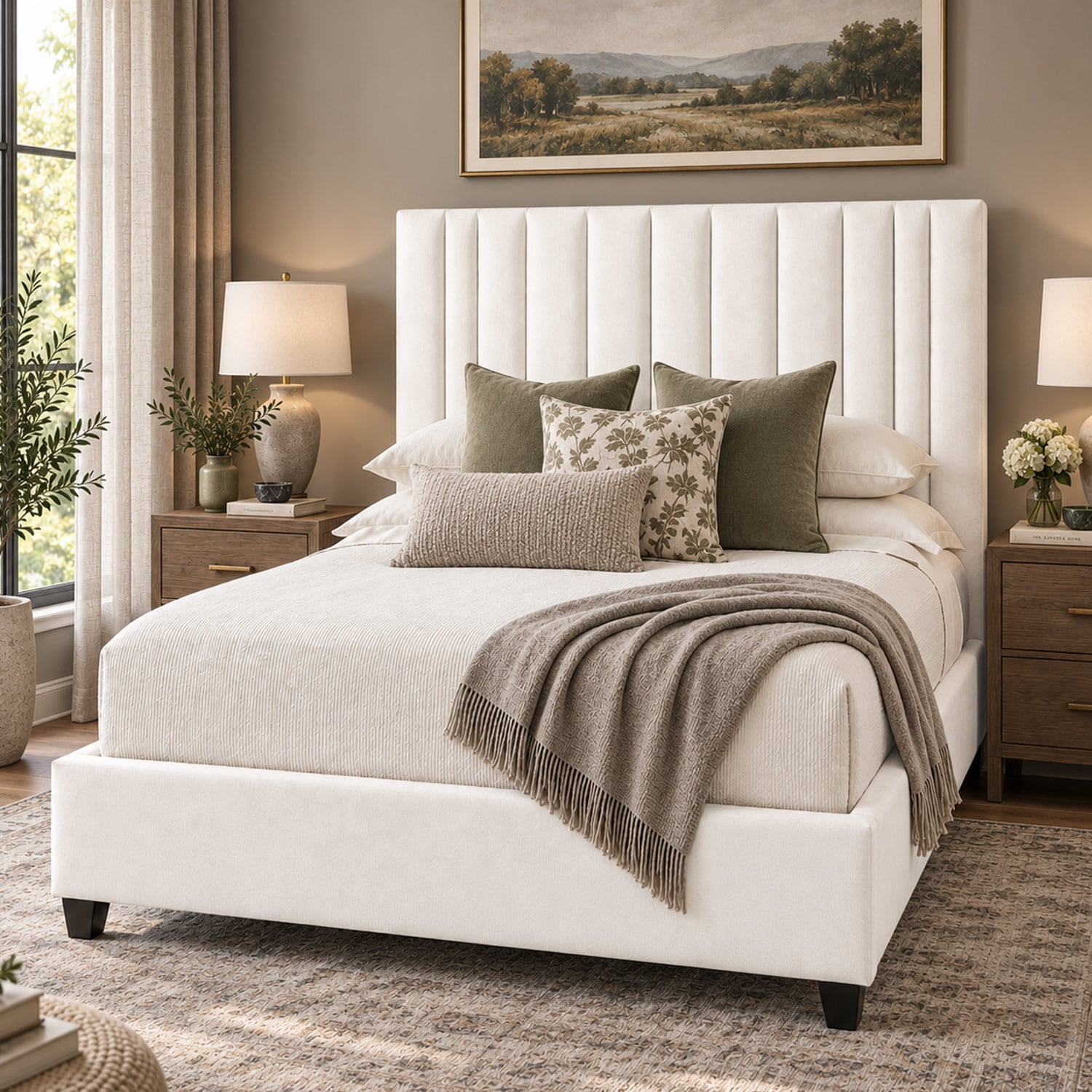 CAMA TAPIZADA LISTÓN ABBA IVORY QUEEN - 3