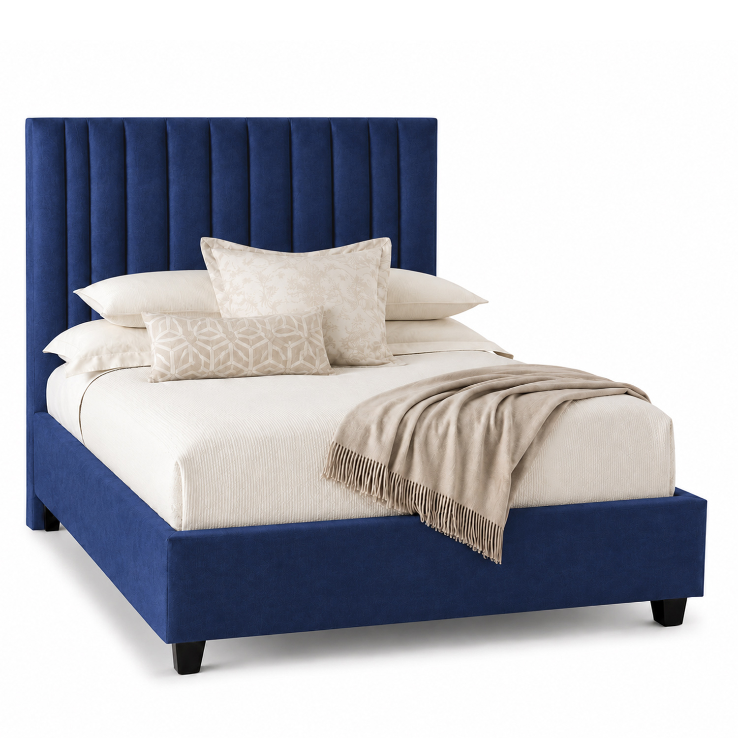 CAMA TAPIZADA LISTÓN ABBA AZUL 1.5 PLZ - 2
