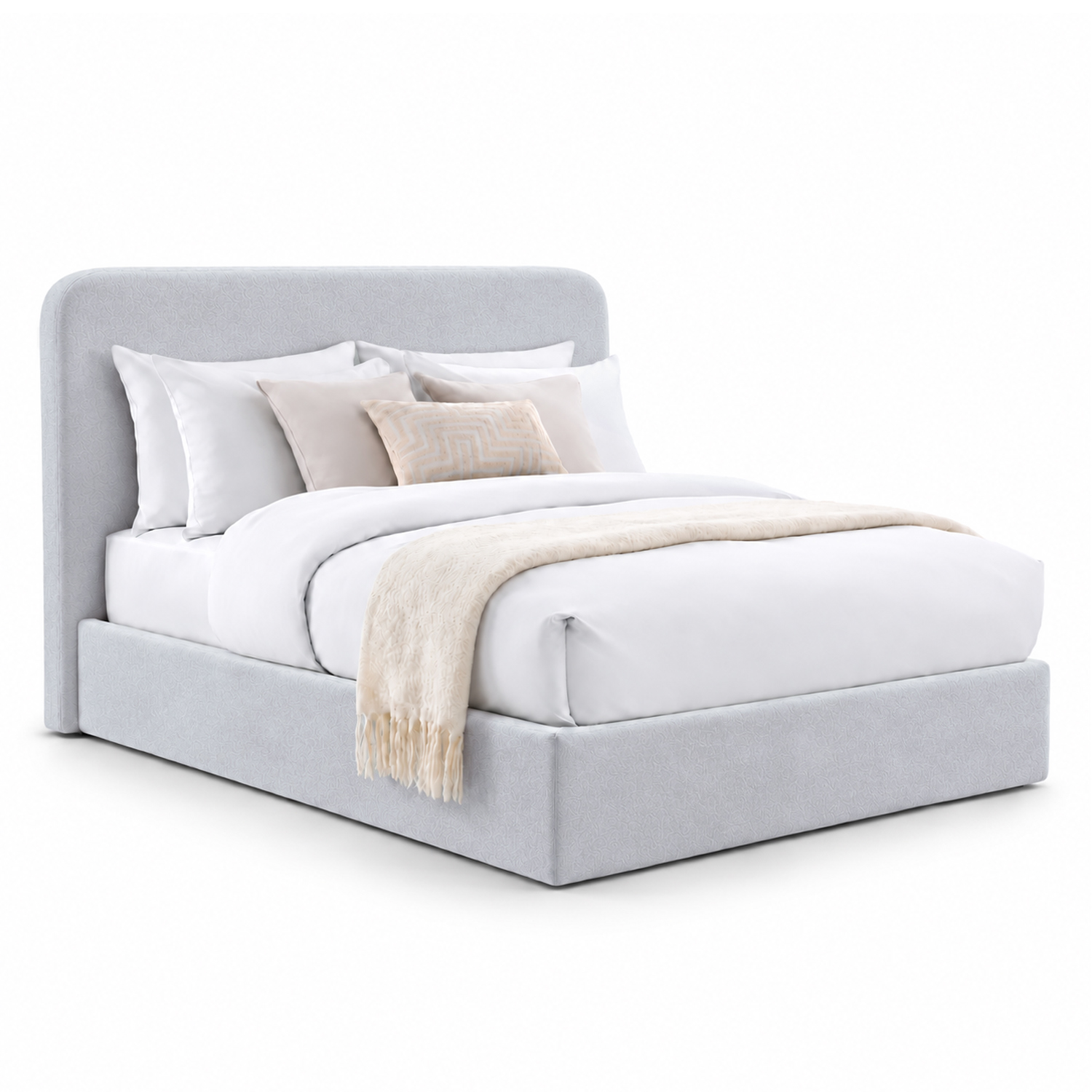 CAMA TAPIZADA LISA GALA CURVO PLATA 1.5 PLZ - 1