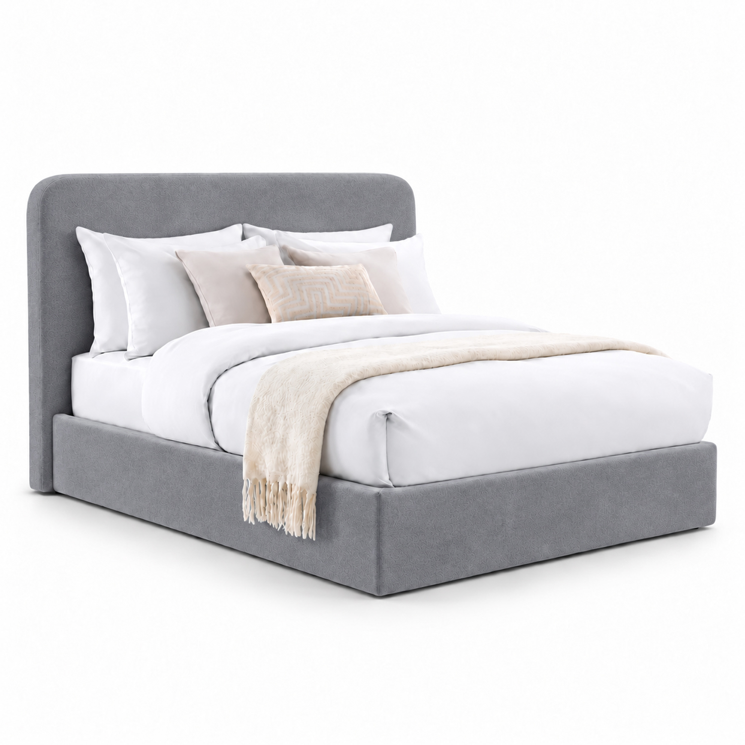 CAMA TAPIZADA LISA GALA CURVO GRIS 1.5 PLZ - 1