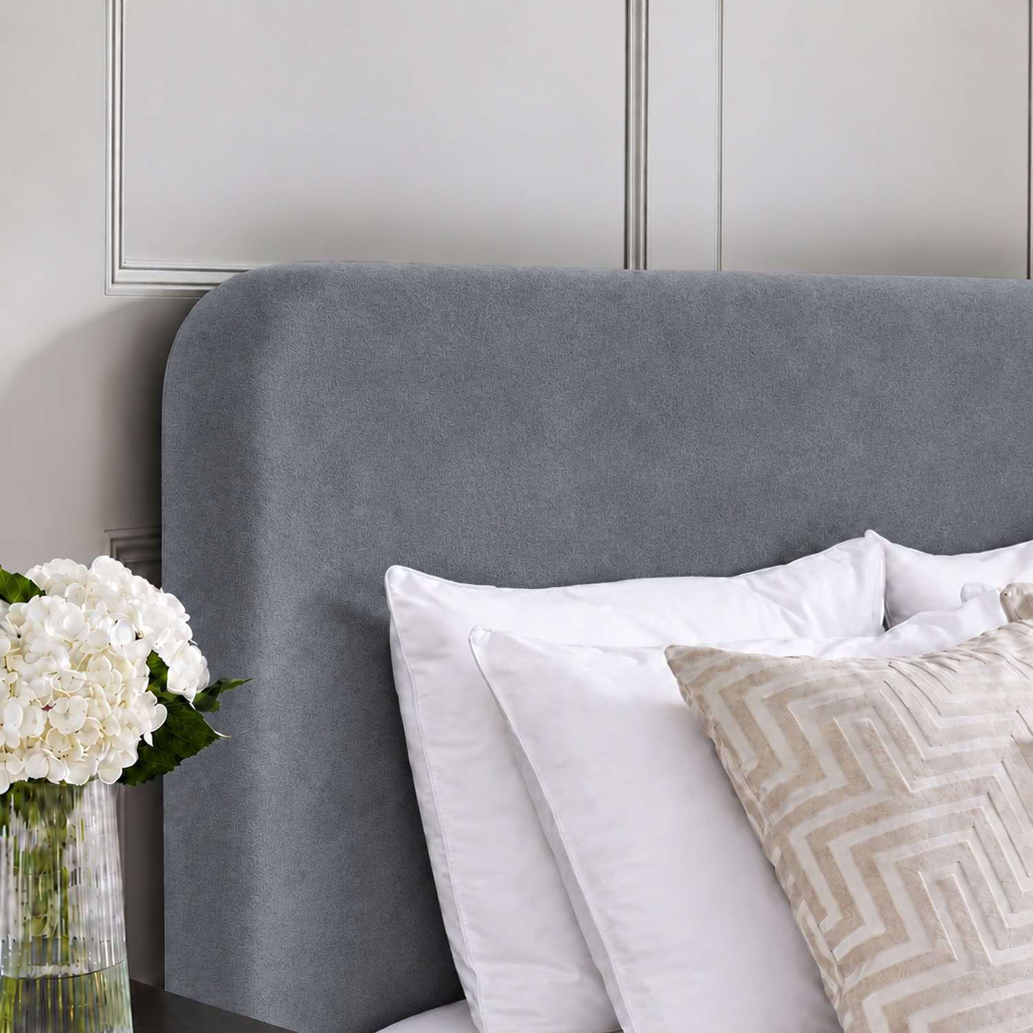 CAMA TAPIZADA LISA GALA CURVO GRIS 1.5 PLZ - 3