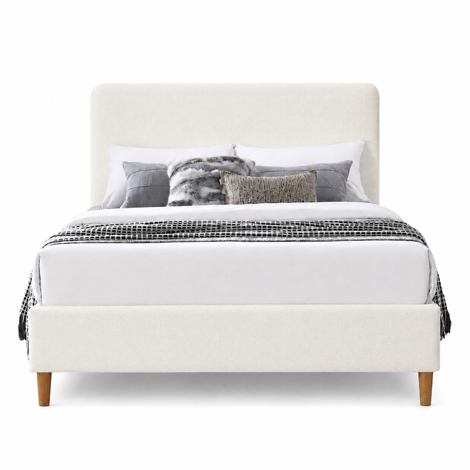 CAMA LEMUEBLE TAPIZADA LISA CURVO CRUDO 1.5 PLZ - 1