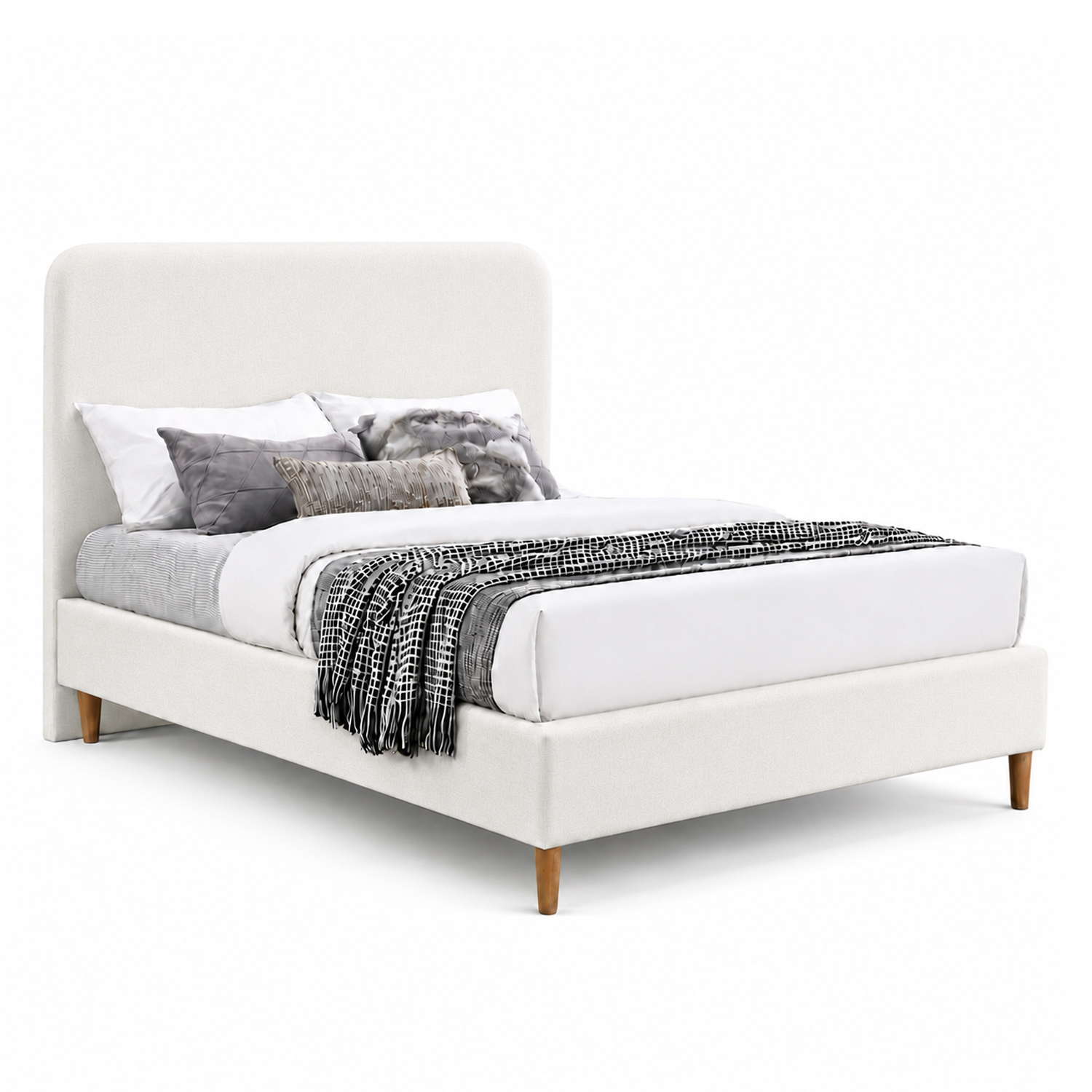 CAMA LEMUEBLE TAPIZADA LISA CURVO CRUDO 1.5 PLZ - 2