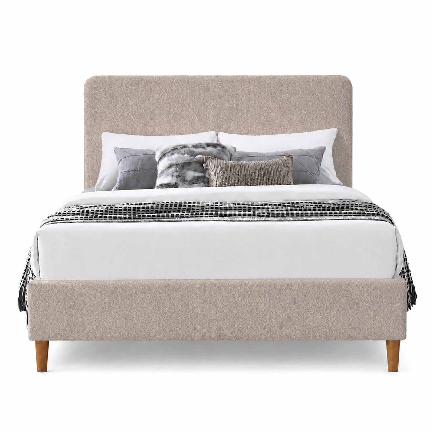 CAMA LEMUEBLE TAPIZADA LISA CURVO TRIGO 1.5 PLZ - 1