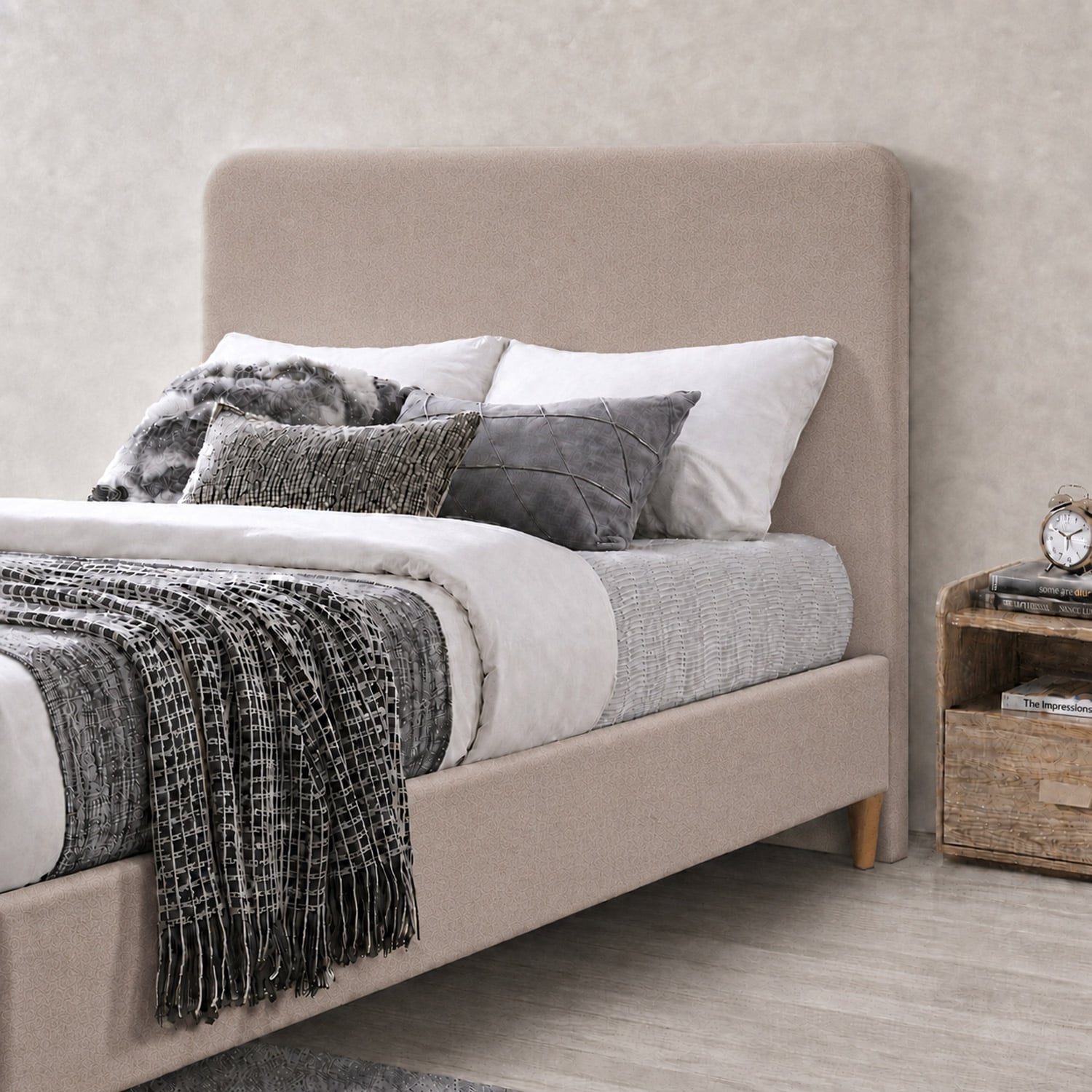 CAMA LEMUEBLE TAPIZADA LISA CURVO TRIGO 1.5 PLZ - 3