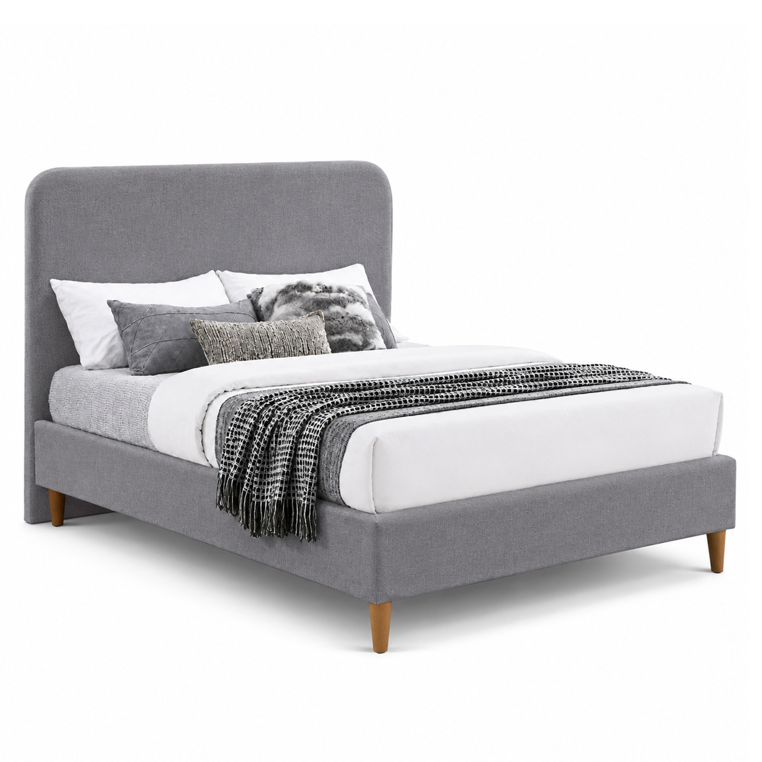 CAMA LEMUEBLE TAPIZADA LISA CURVO GRIS 1.5 PLZ - 2