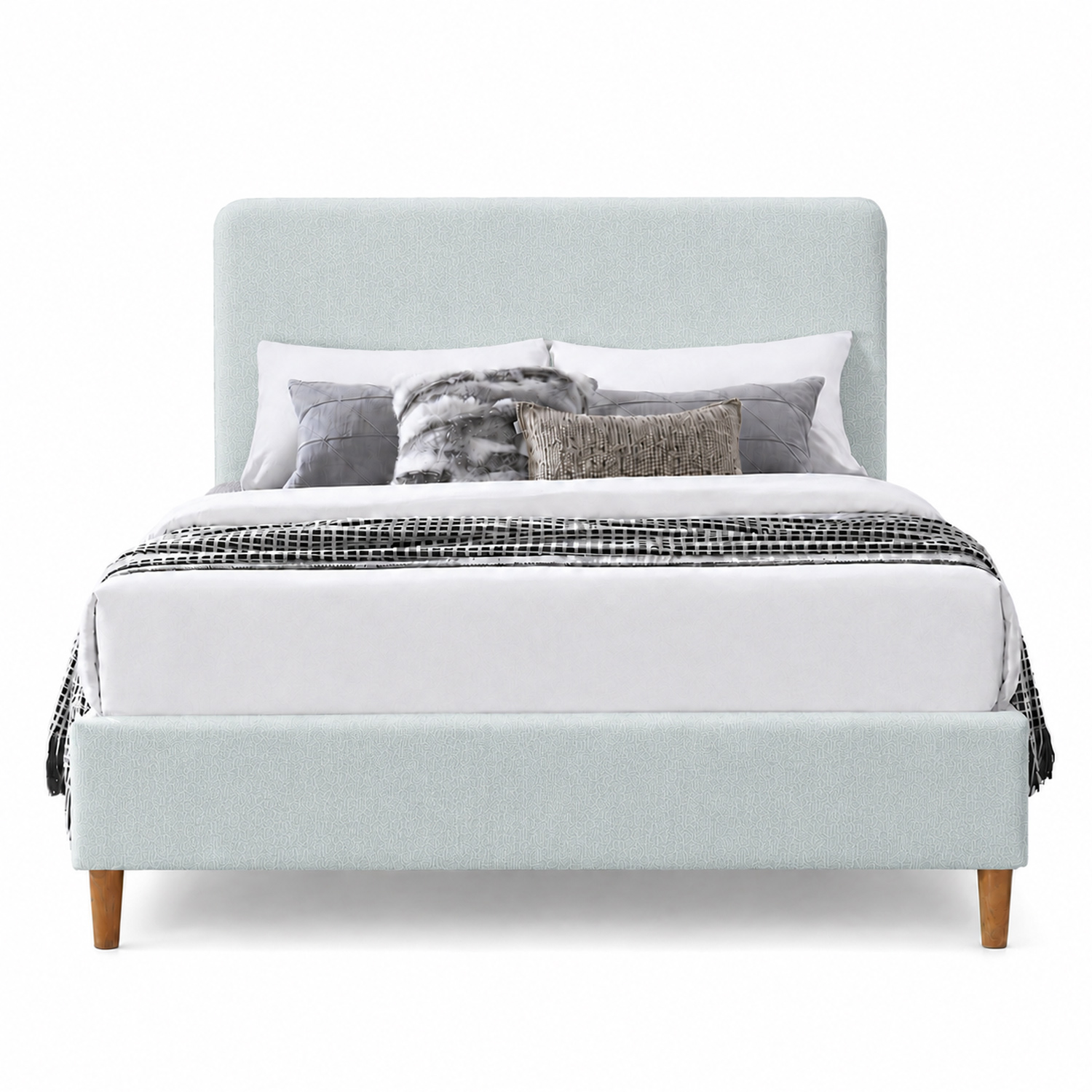 CAMA LEMUEBLE TAPIZADA LISA CURVO MENTA 1.5 PLZ - 1
