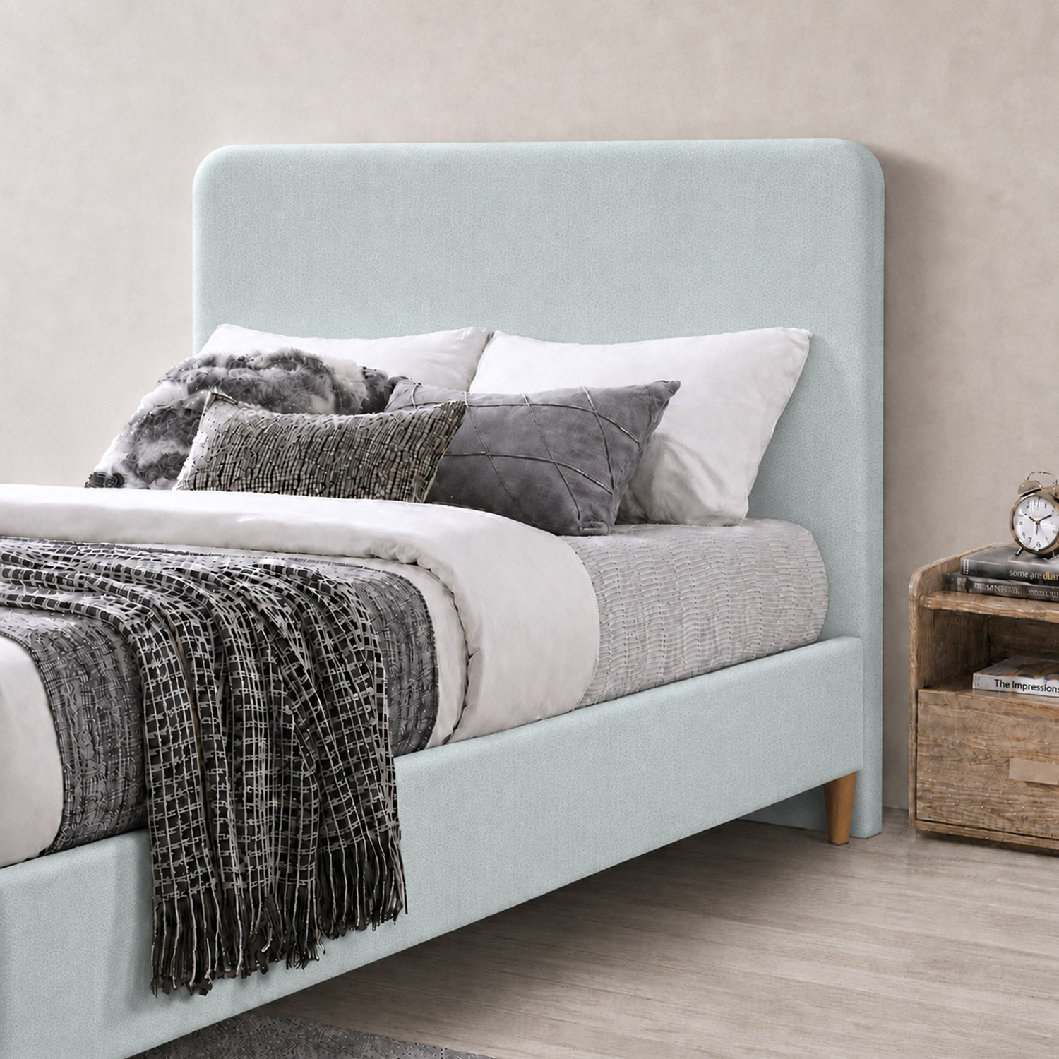 CAMA LEMUEBLE TAPIZADA LISA CURVO MENTA 1.5 PLZ - 3