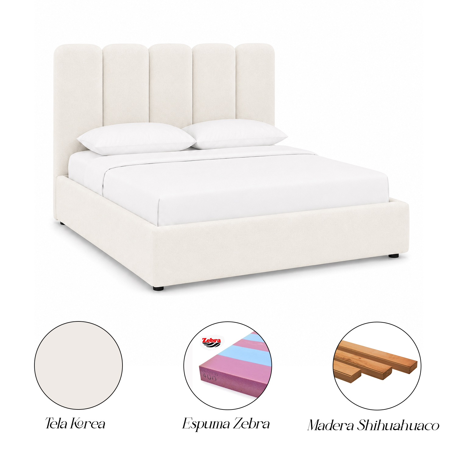 CAMA TAPIZADA LISTÓN SIENNA CRUDO 1.5 PLZ - 5