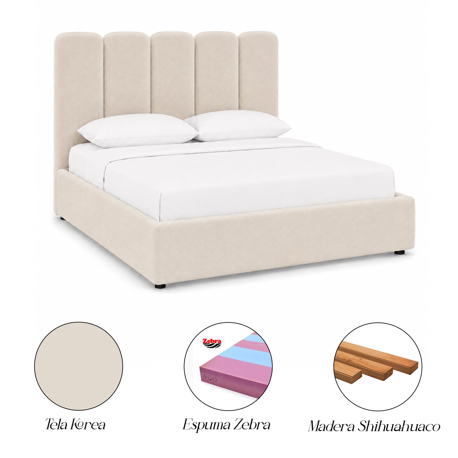 CAMA TAPIZADA LISTÓN SIENNA BEIGE 1.5 PLZ - 5