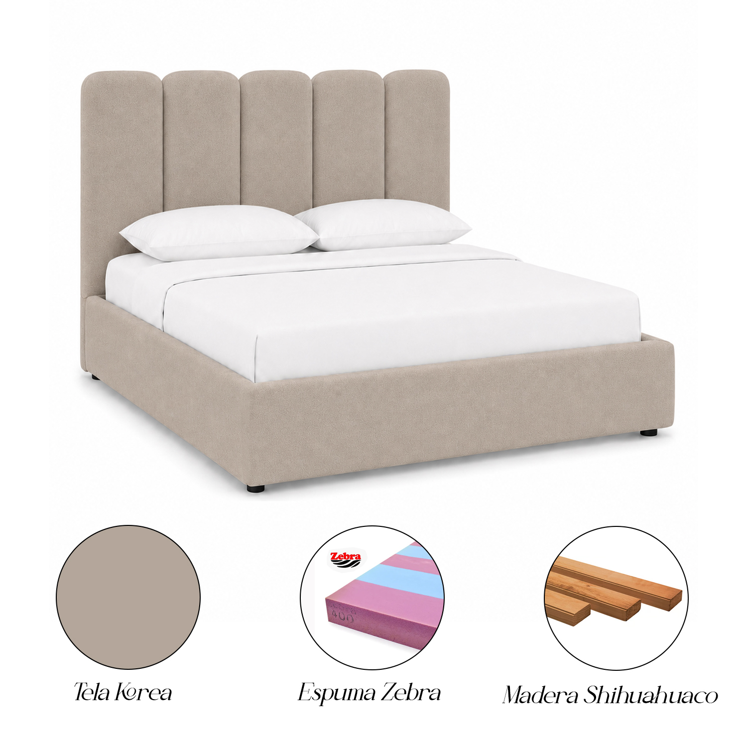 CAMA TAPIZADA LISTÓN SIENNA TRIGO 1.5 PLZ - 5