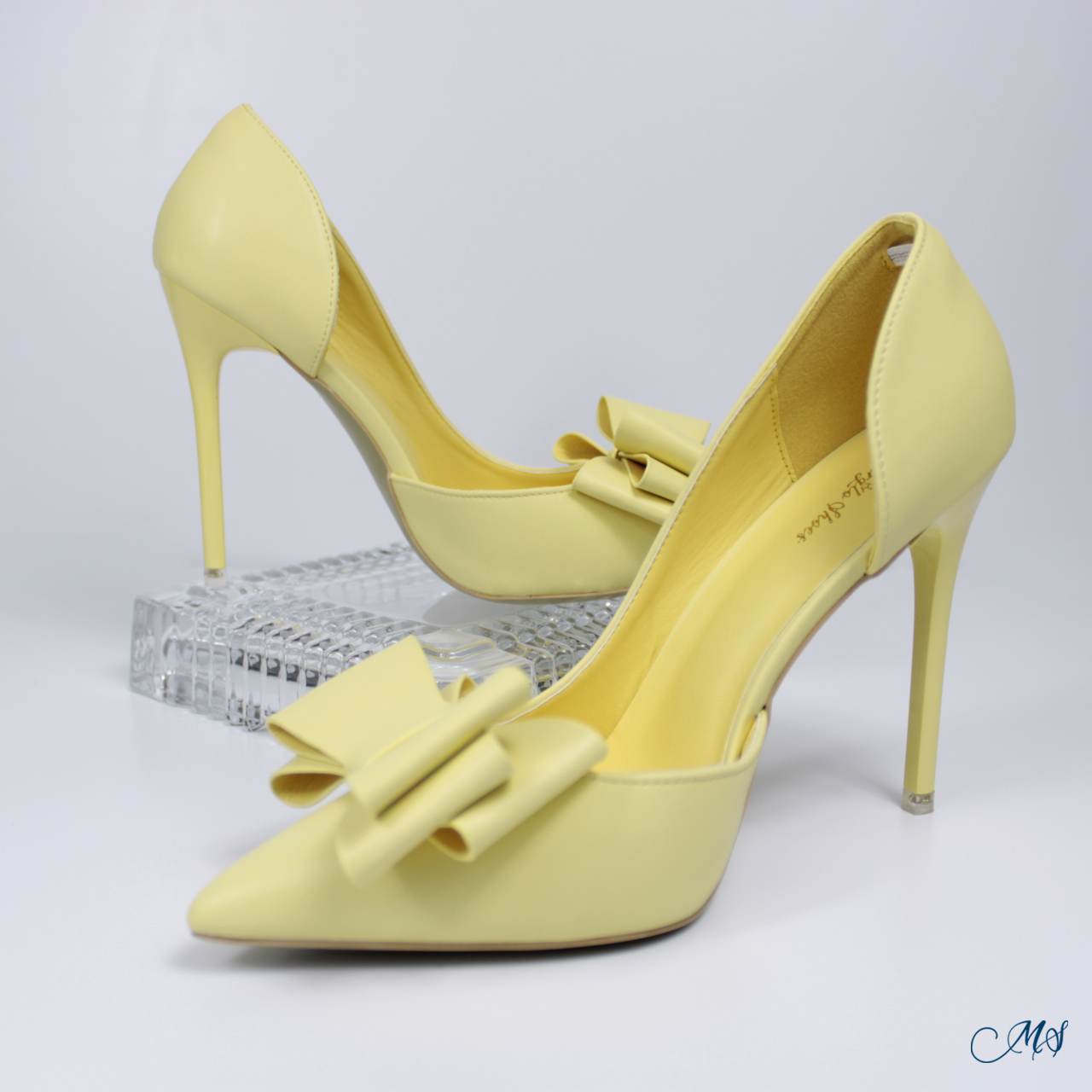 ZAPATOS DE VESTIR MUJER MARGLO SHOES CUERO VEGANO AMARILLO CLARO STILETTO LAZO AMARILLO M06 - 4