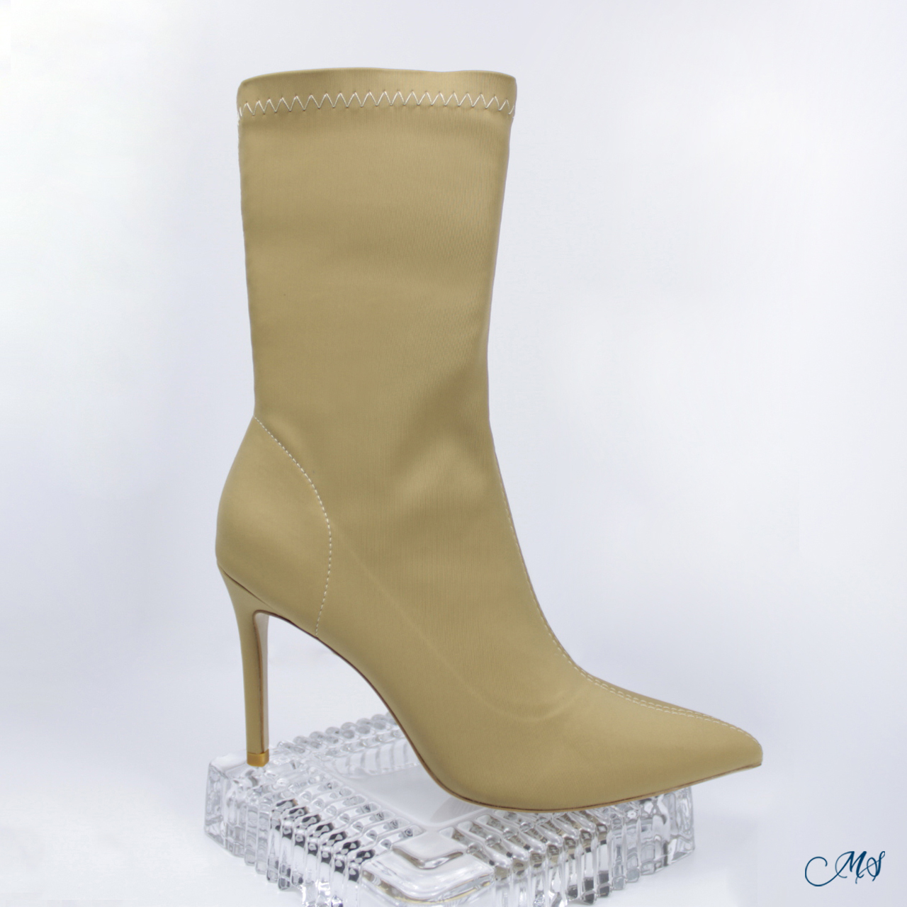 BOTAS CORTAS LICRA BEIGE MUJER M31 - 1