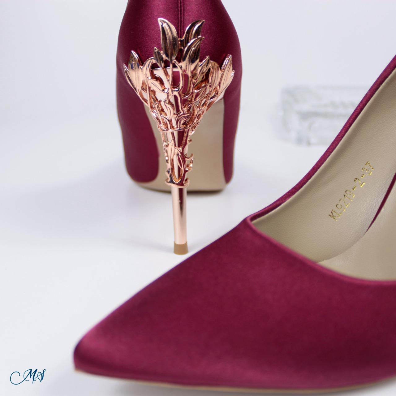 ZAPATOS DE VESTIR MUJER MARGLO SHOES ROJO VINO STILETTOS M11 - 4