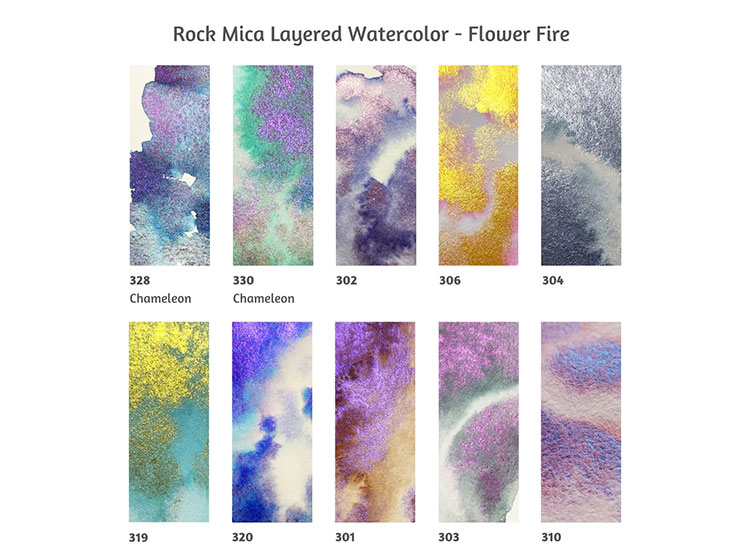 ACUARELAS SUPERVISION (ROCK - MICA LAYERED) EN TUBO 8ML - SET FLOWER FIRE X10 - 2