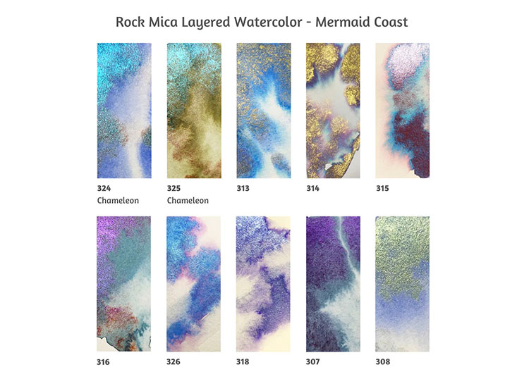 ACUARELAS SUPERVISION (ROCK - MICA LAYERED) EN TUBO 8ML - SET MERMAID COAST X10 - 2