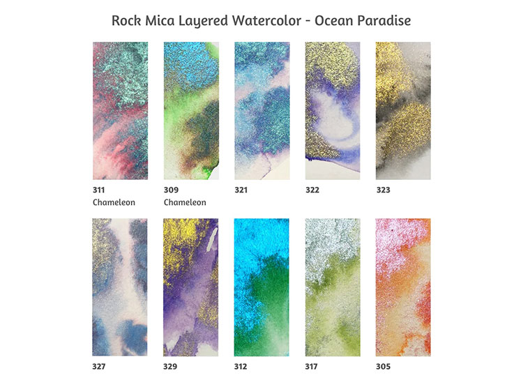ACUARELAS SUPERVISION (ROCK - MICA LAYERED) EN TUBO 8ML - SET OCEAN PARADISE X10 - 2