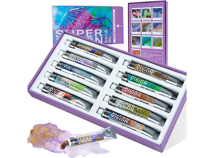 ACUARELAS SUPERVISION (ROCK - MICA LAYERED) EN TUBO 8ML - SET OCEAN PARADISE X10 - 3