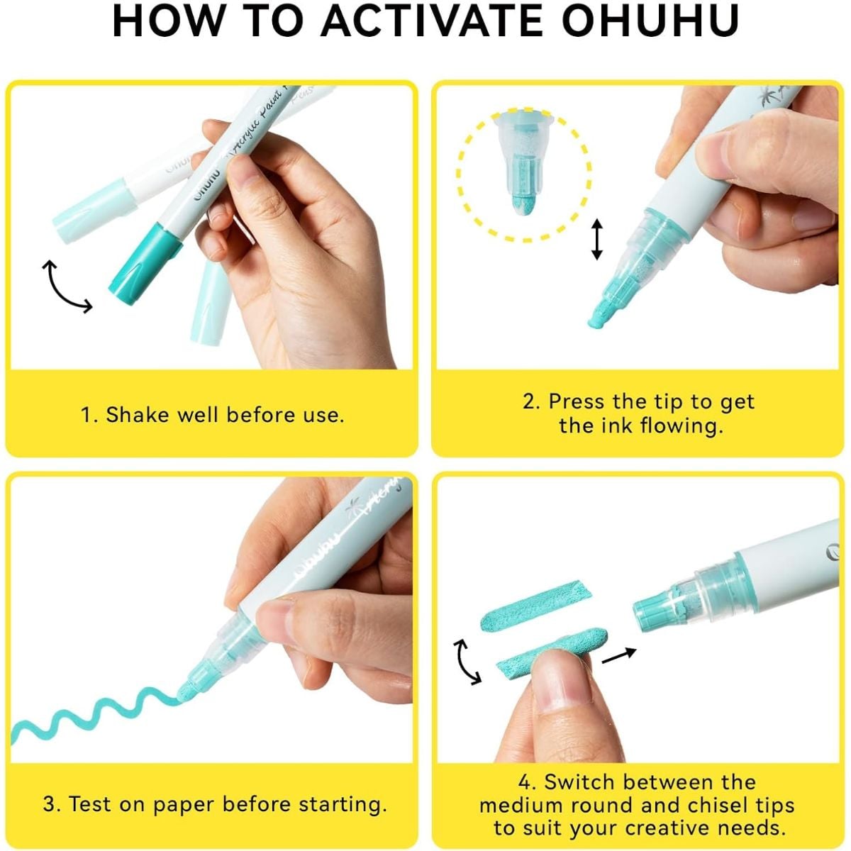 OHUHU ACRYLIC: 48 MARCADORES (24 COLORES FINA Y REVERSIBLE) - 4