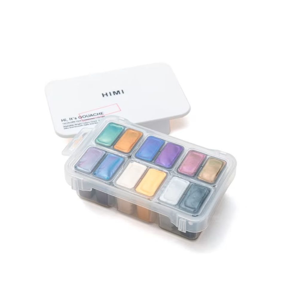 MIYA HIMI GOUACHE TWIN JELLY CUP: SET 12 COLORES ESPECIALES (8 CAMALEÓNICOS Y 4 METÁLICOS) - 2