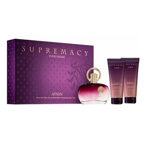 PERFUME SET AFNAN SUPREMACY PURPLE PARA MUJER ( 3 PC ) 3.4 OZ EDP SP / 3.4 OZ BL / 3.4 OZ SG - 1