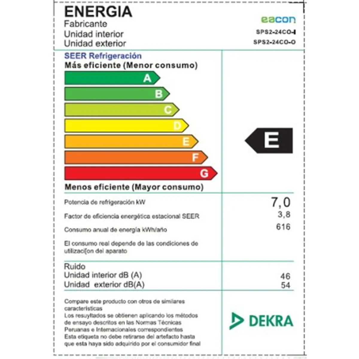 AIRE ACONDICIONADO SPLIT 24,000 BTU/H EACON CONVENCIONAL FRÍO SOLO - 4