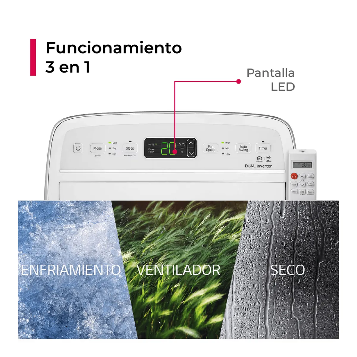 AIRE ACONDICIONADO PORTÁTIL LG 14,000 BTU INVERTER FRÍO SOLO - 2