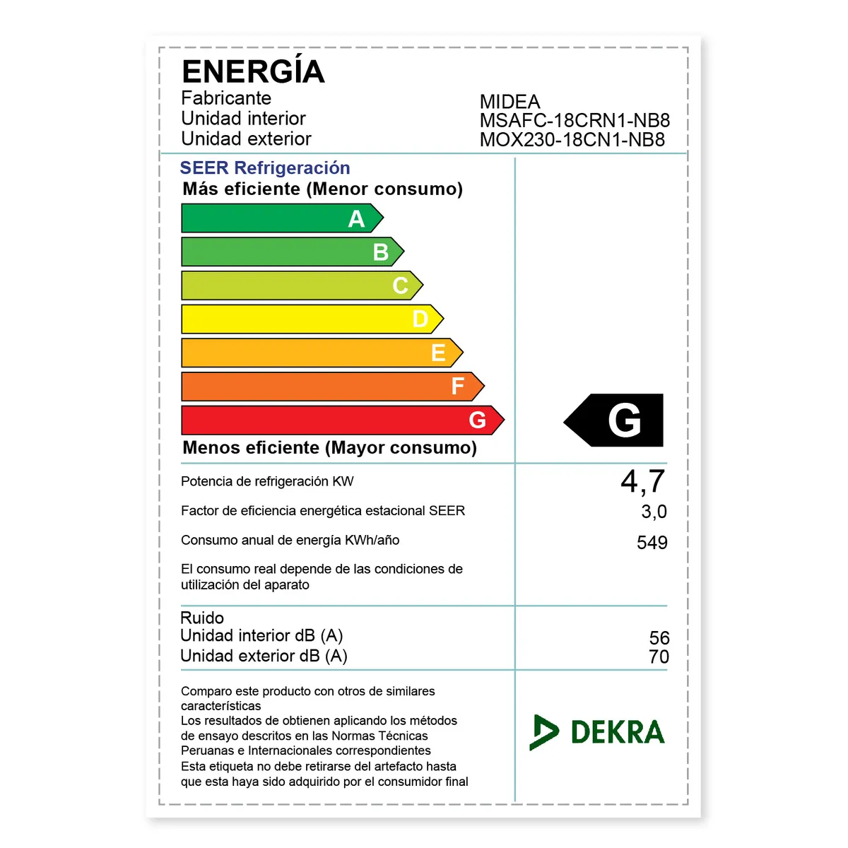 AIRE ACONDICIONADO SPLIT 18,000 BTU/H MIDEA CONVENCIONAL FRÍO SOLO - 4