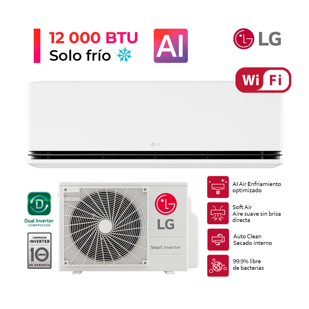 DUALCOOL AIRE ACONDICIONADO INVERTER 12000 BTU FUNCIÓN SOLO FRÍO CON IA - 1