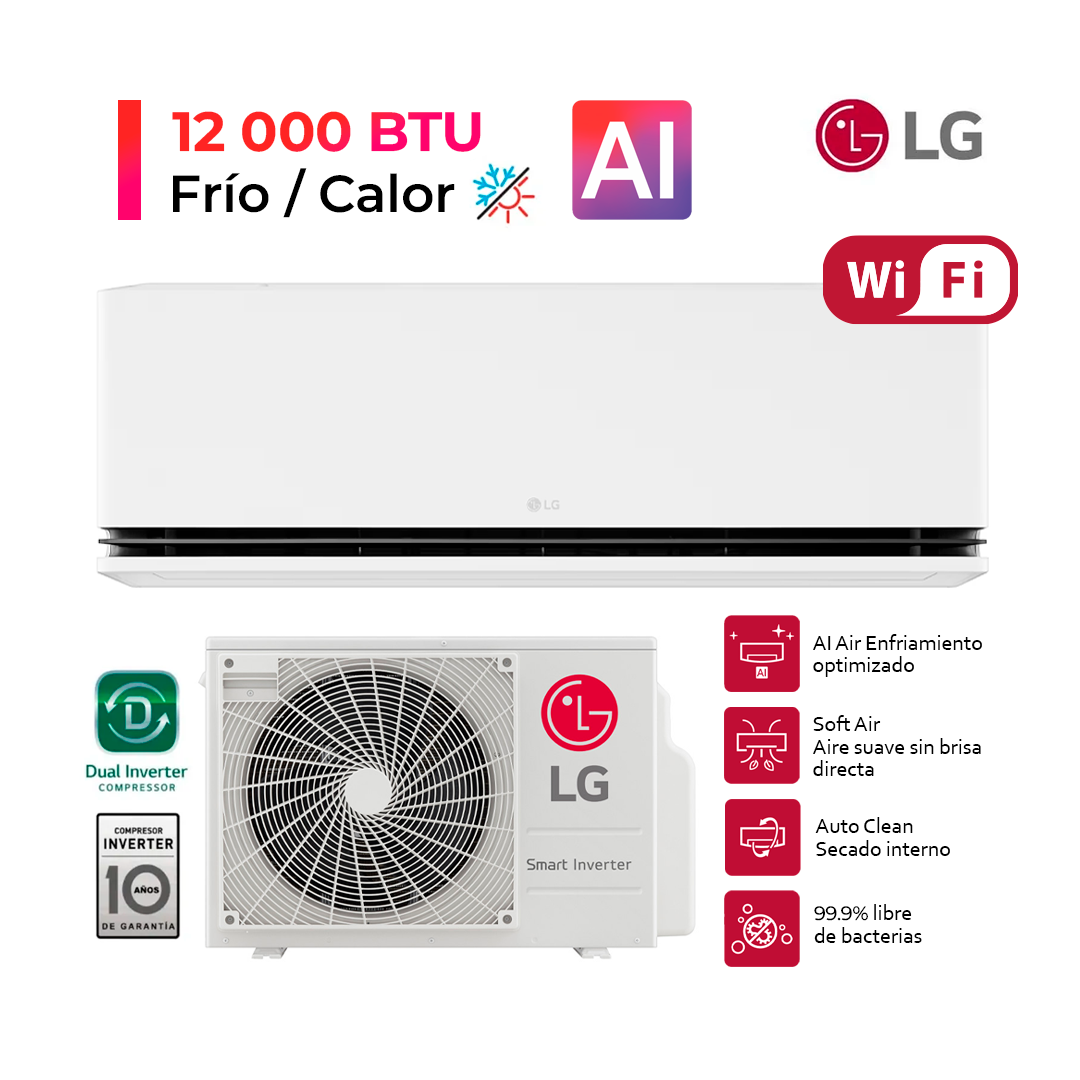 DUALCOOL AIRE ACONDICIONADO INVERTER 12000 BTU FUNCIÓN SOLO FRÍO CALOR CON IA - 1