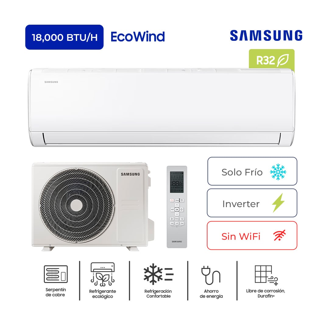 ECOWIND INVERTER WALL-MOUNT REFRIGERANTE R32 – SÓLO FRIO – 18,000 BTU/H - 1