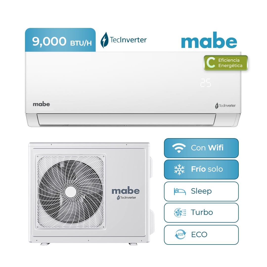 AIRE ACONDICIONADO MABE INVERTER 220V 9000 BTU BLANCO - 1