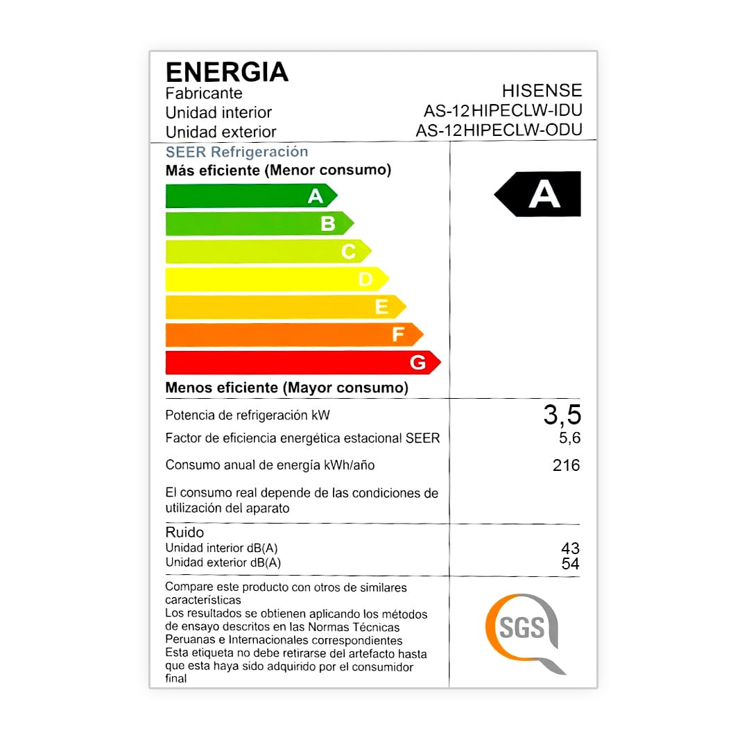 AIRE ACONDICIONADO HISENSE FRÍO SOLO – INVERTER R32 12,000 BTU - 8