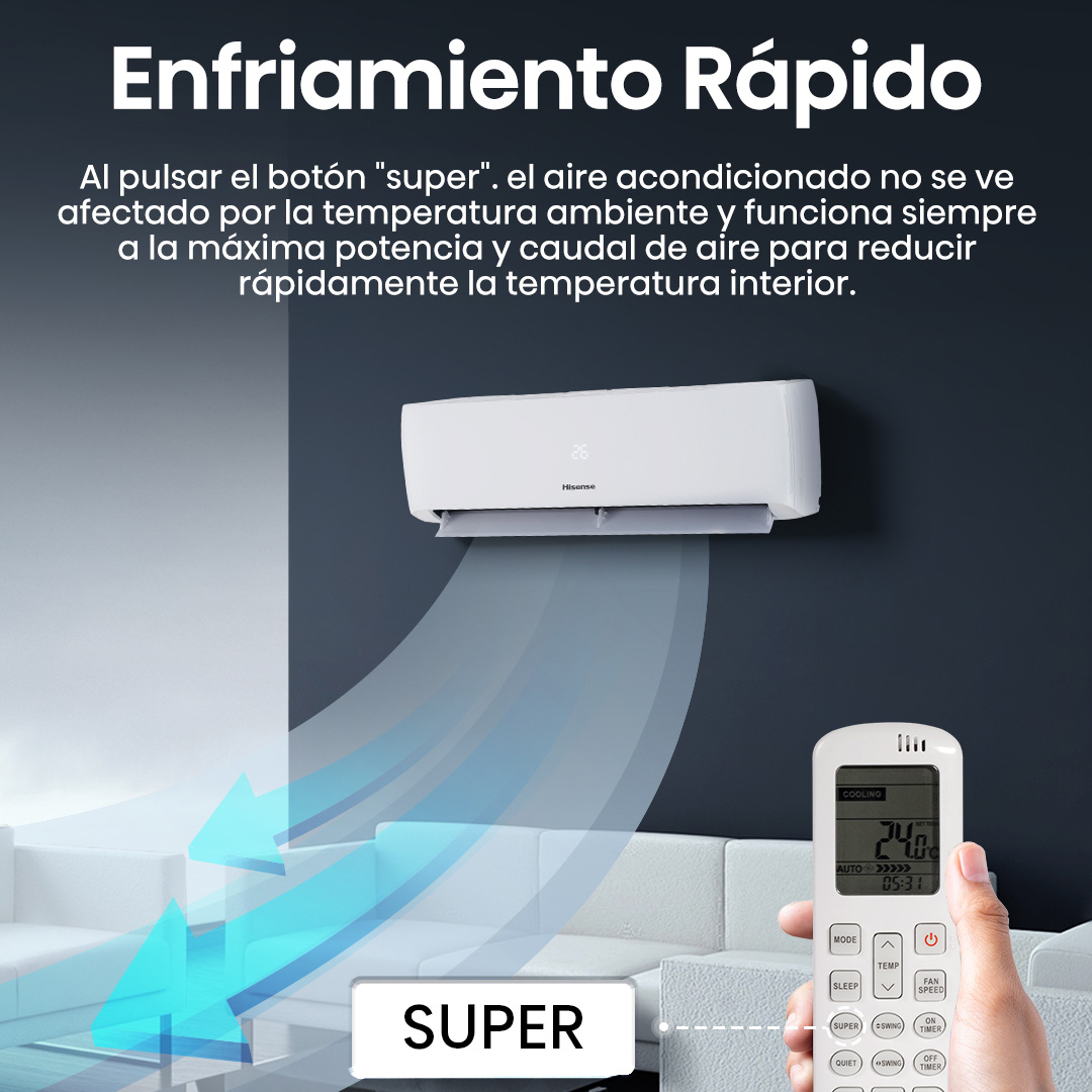 AIRE ACONDICIONADO HISENSE FRÍO SOLO – INVERTER R32 24,000 BTU - 7