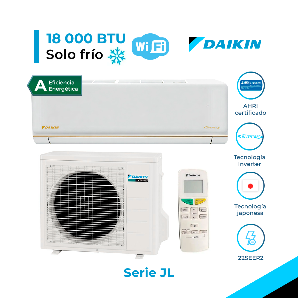 AIRE ACONDICIONADO INVERTER DAIKIN 18000 BTU FRÍO SOLO CON WIFI – SERIE JL - 1