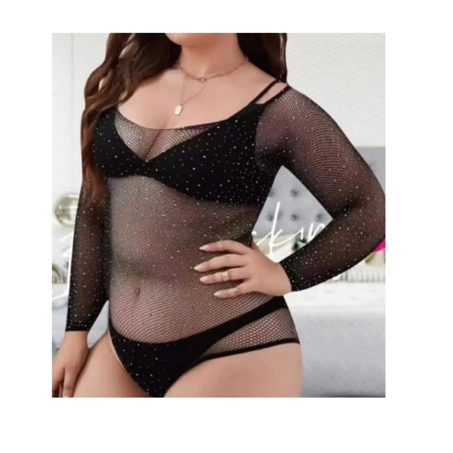 BODY NEGRO PARA MUGER CON BRILLO - 1