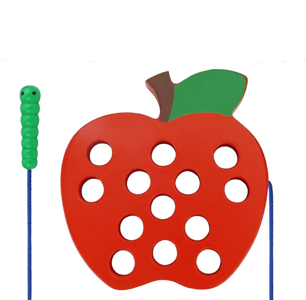 JUGUETES DE MADERA PARA ENHEBRAR MANZANA - 1